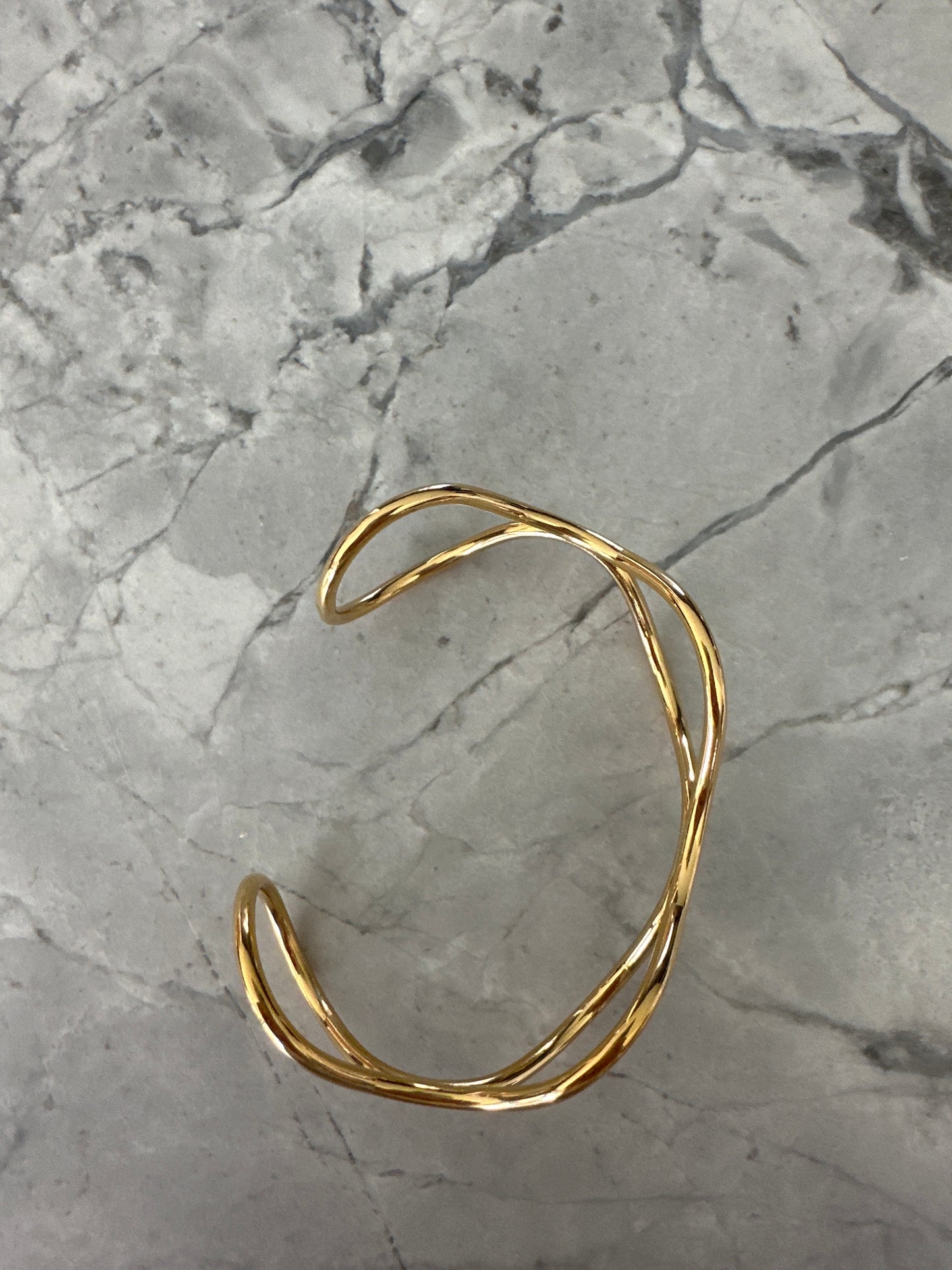 Wavey Statement Cuff 18k gold plated waterproof