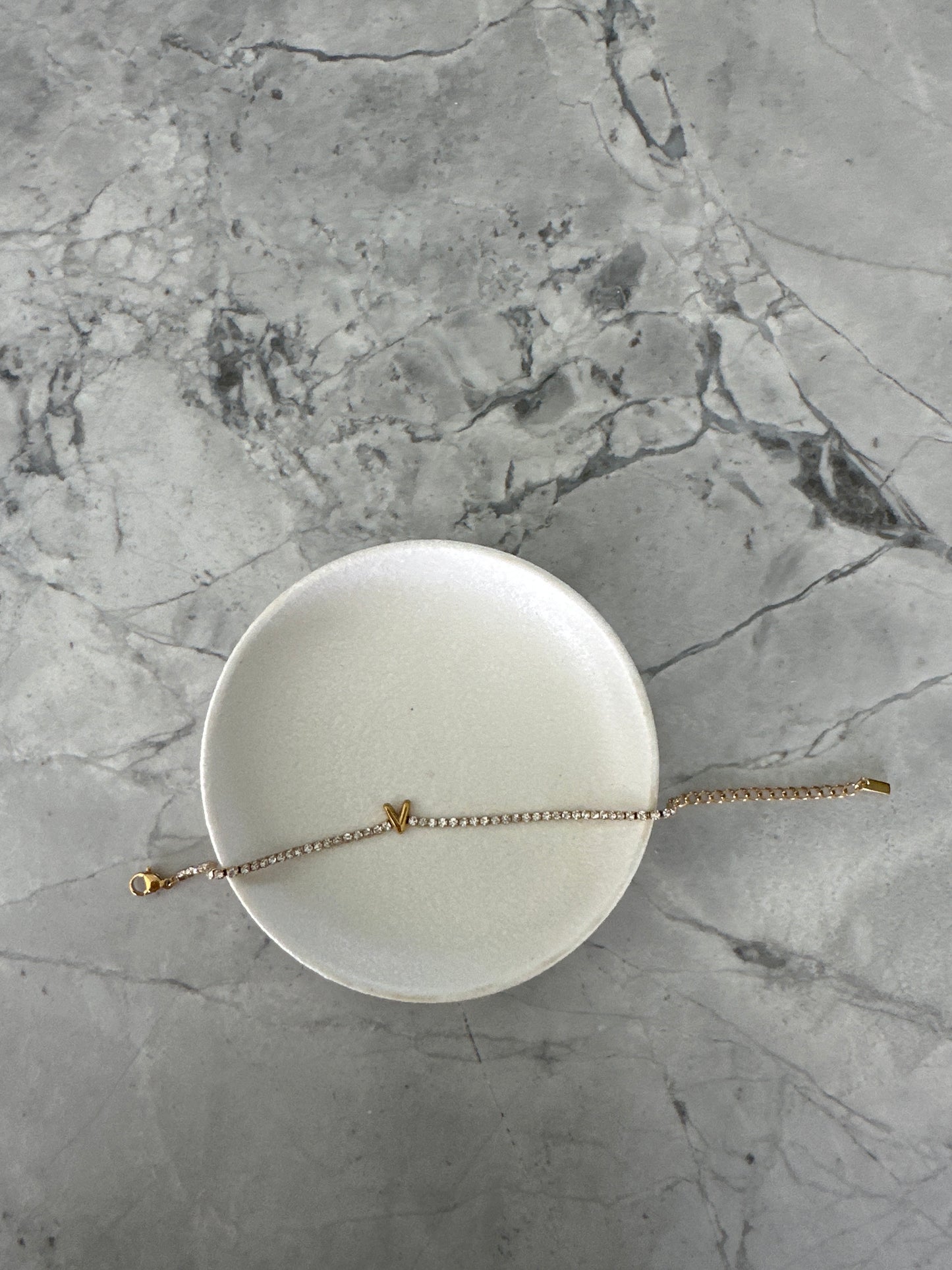 Custom Alphabet Zircon Micro-Letter Bracelet Gold (Archive Sale)