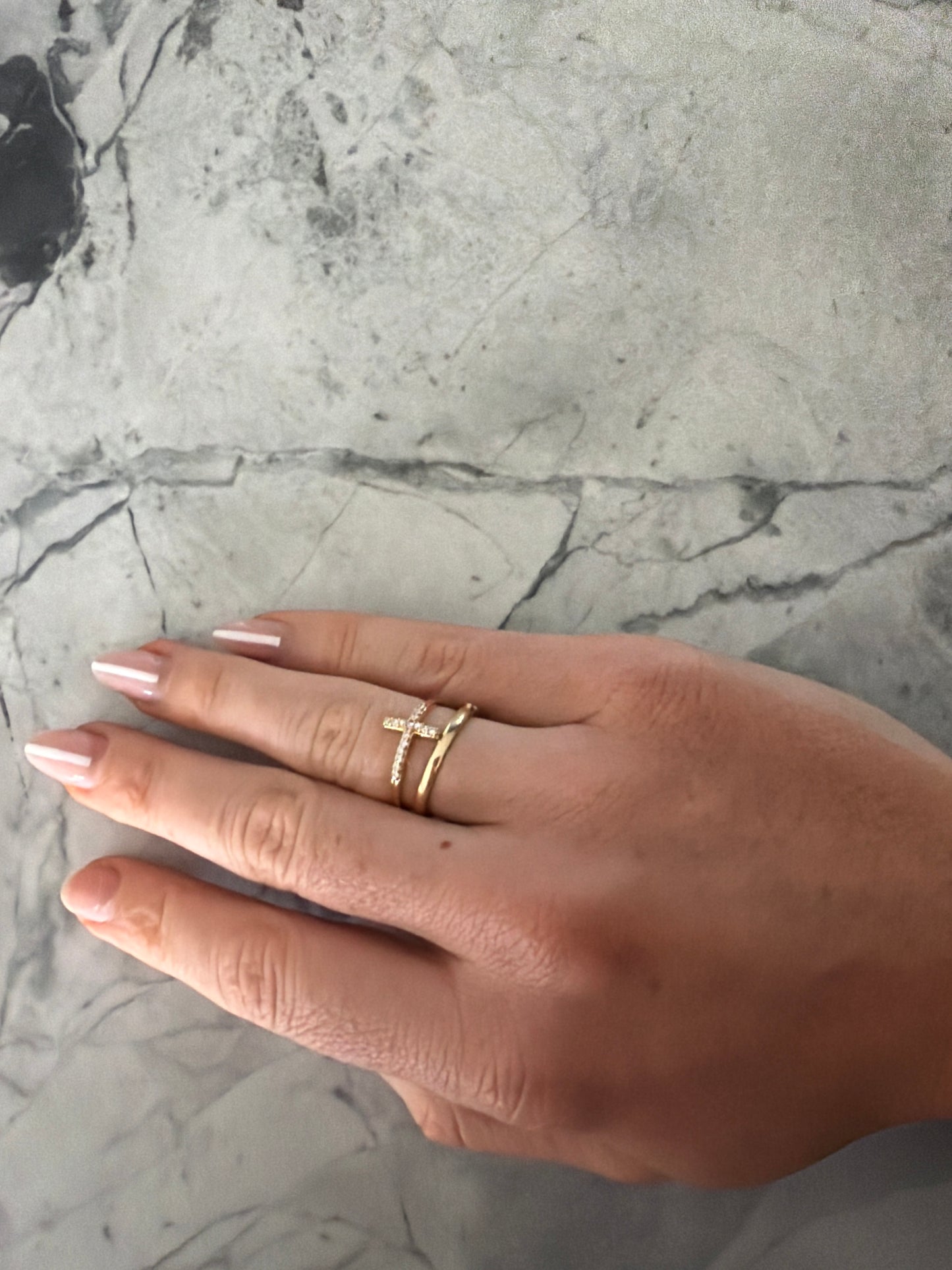 Faith Crystal Cross Stackable Ring | 18k Gold-Filled