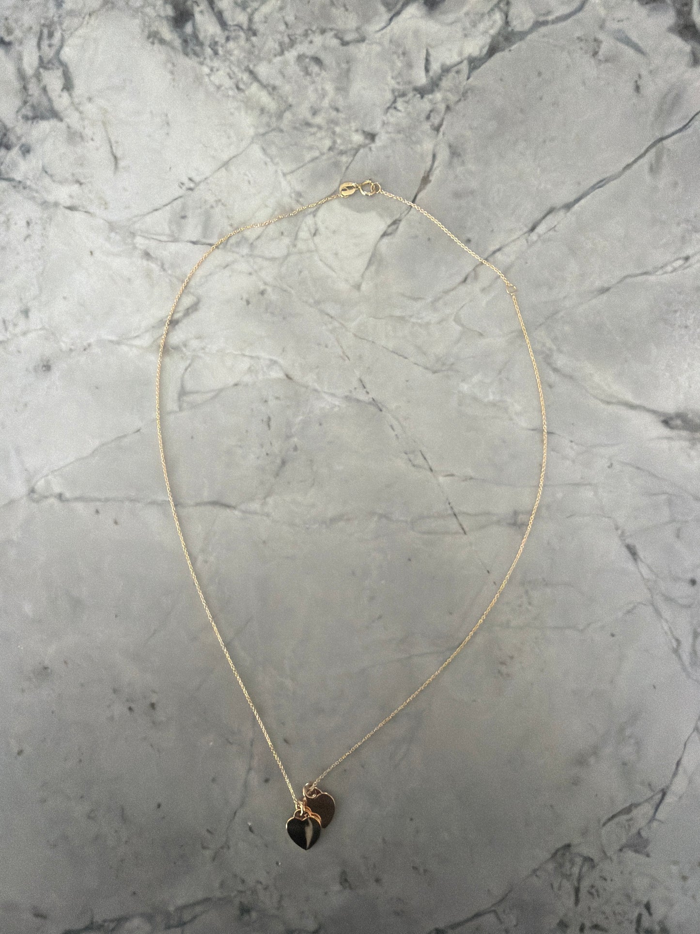 Double Heart Pendant 9k solid gold Necklace
