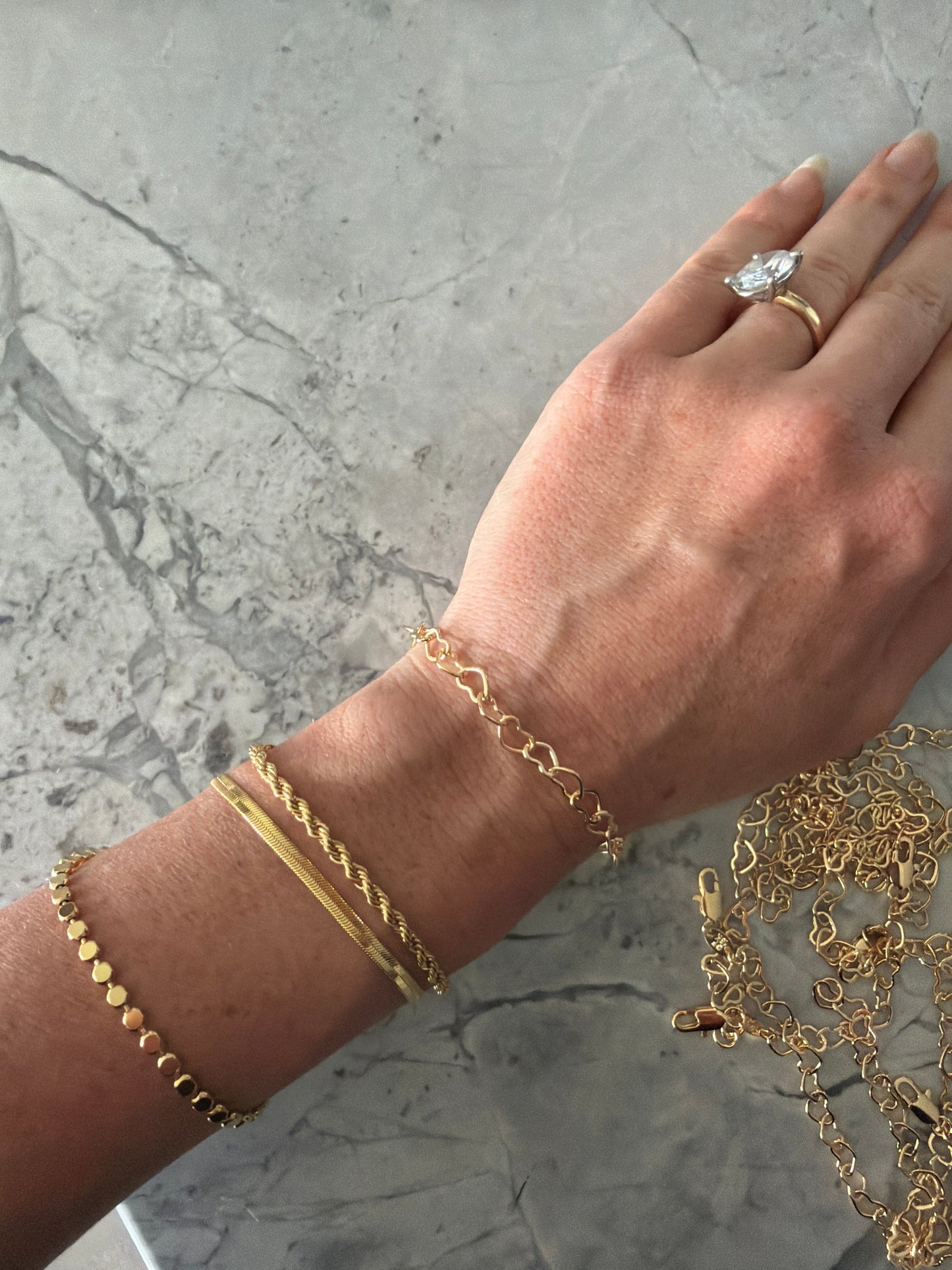 Heart Links Bracelet Gold Filled