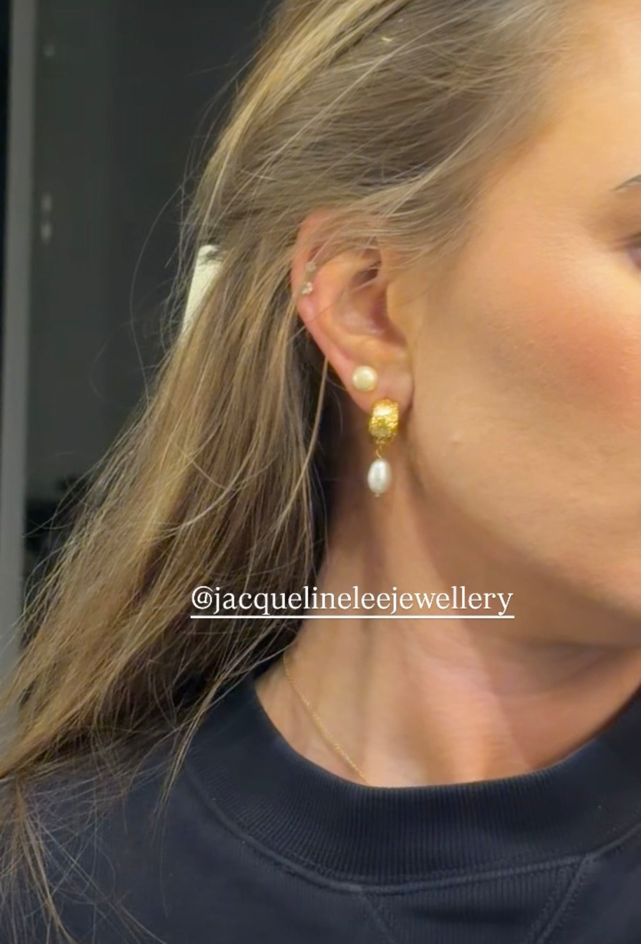 Lava Pearl Drop Huggie Hoops | 24k Gold-Coated