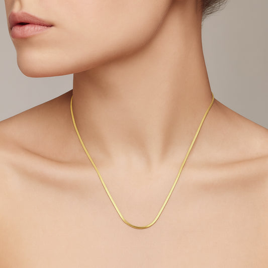 3mm Herringbone Stackable Gold Chain Necklace