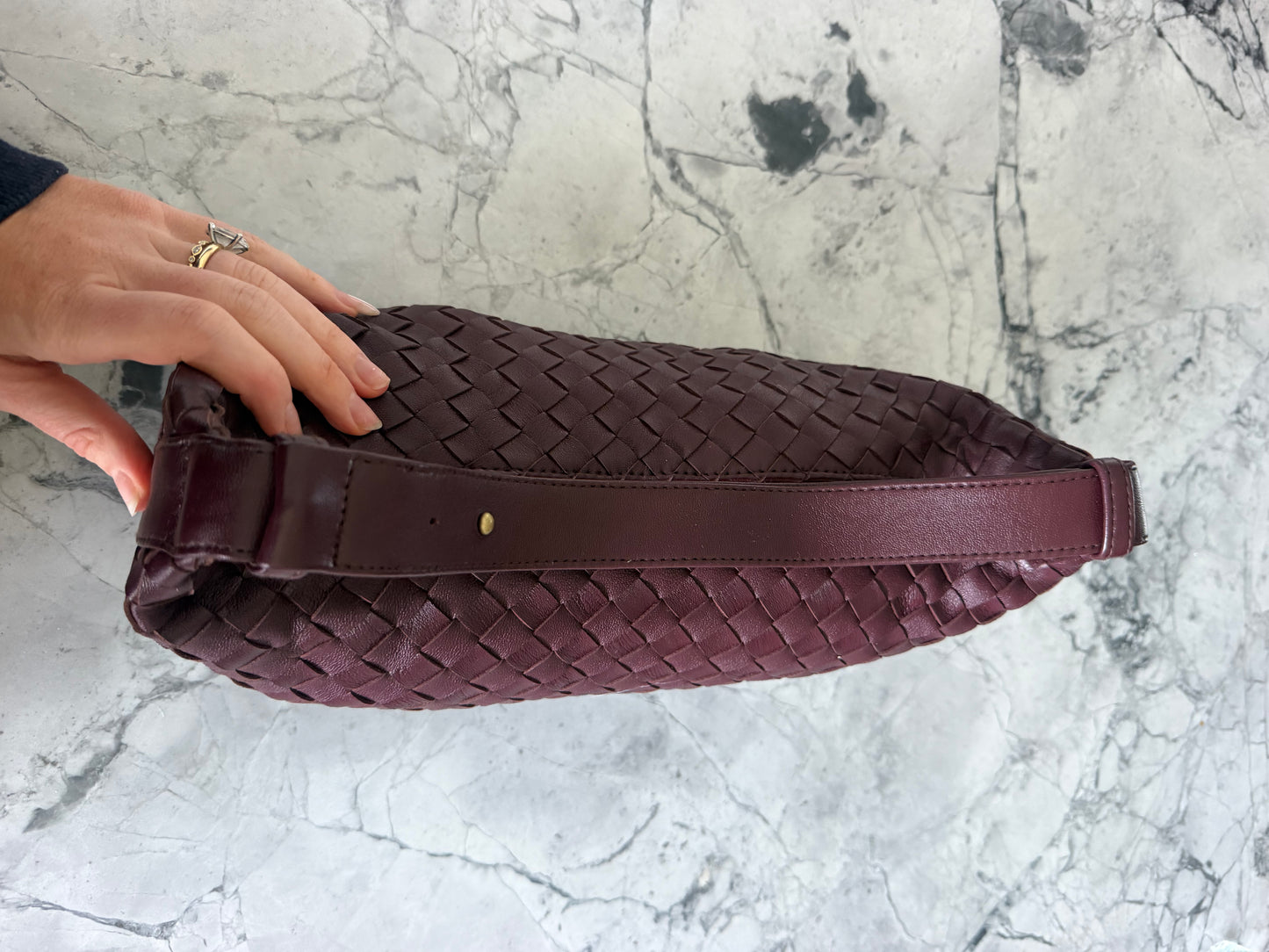 Arabella Deep Burgundy Leather East West Weave Bag