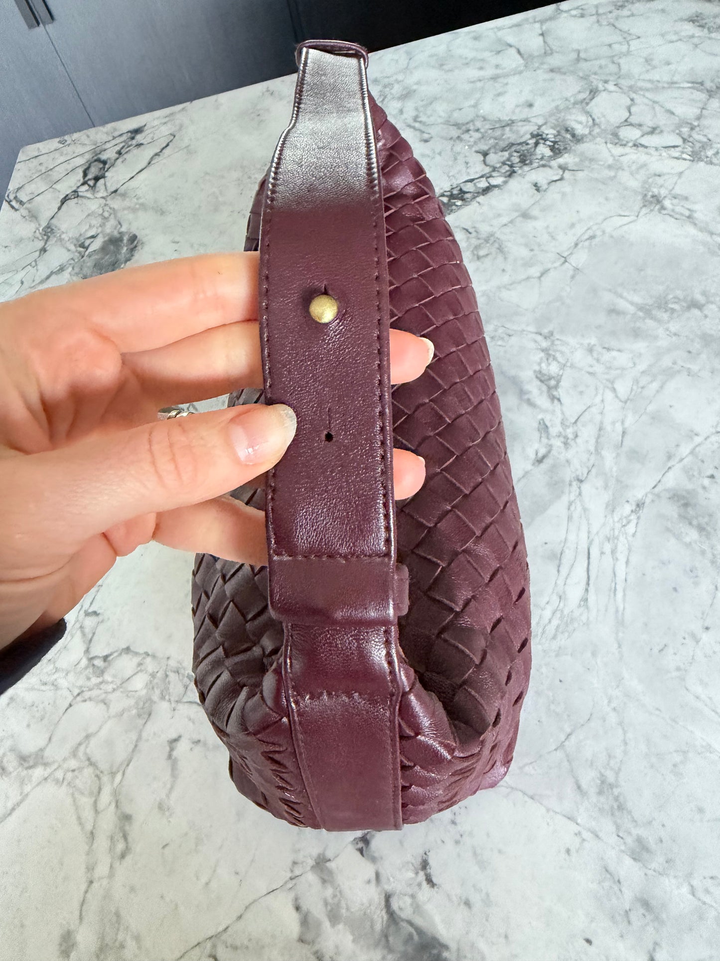 Arabella Deep Burgundy Leather East West Weave Bag