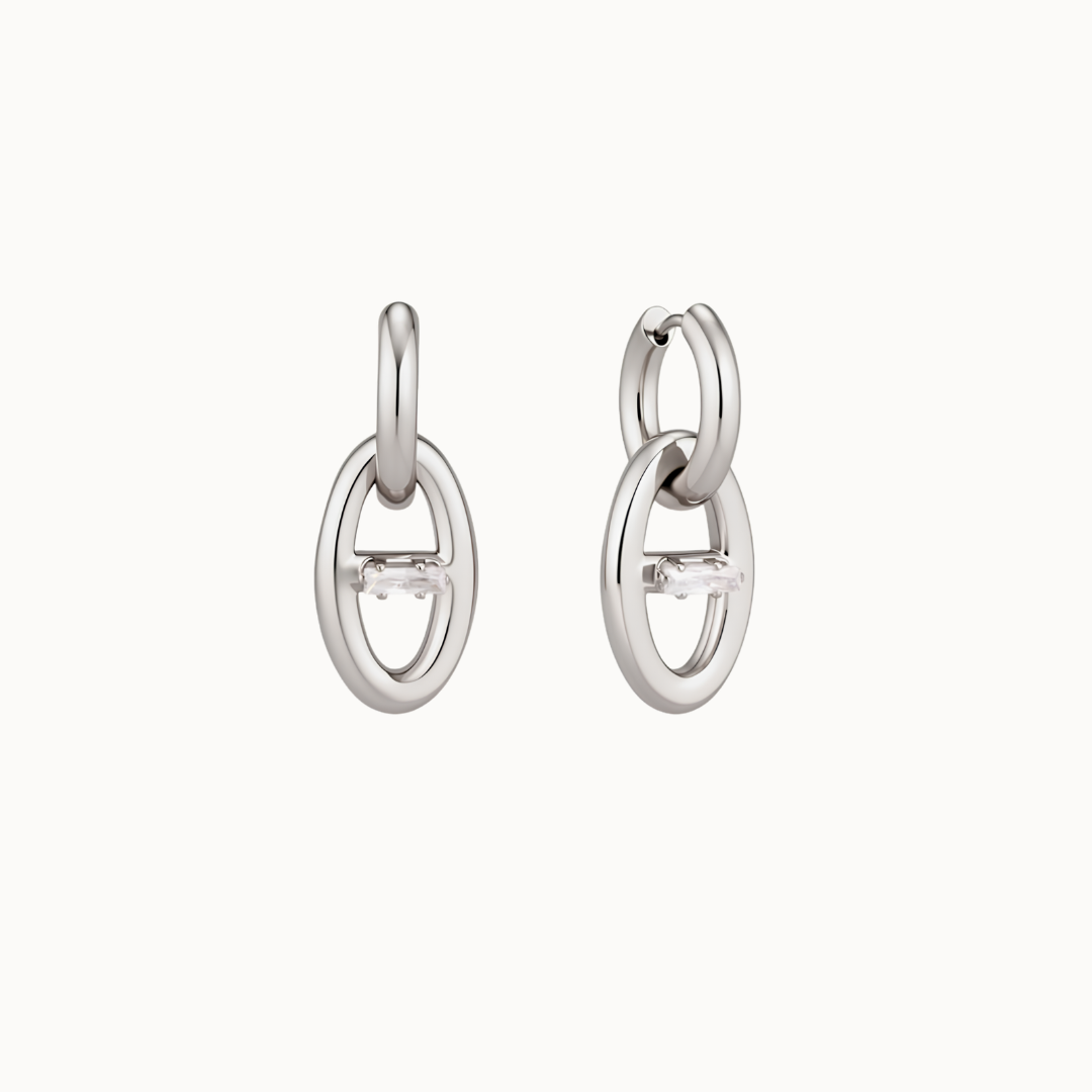 Mia Detachable Anchor Chain Earrings | Silver - PRE ORDER