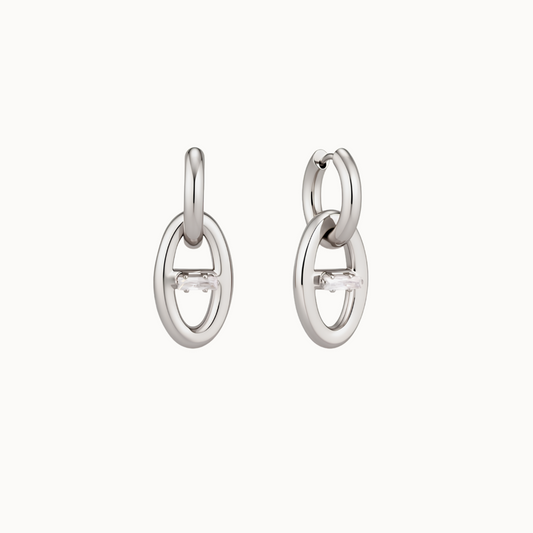 Mia Detachable Anchor Chain Earrings | Silver - PRE ORDER