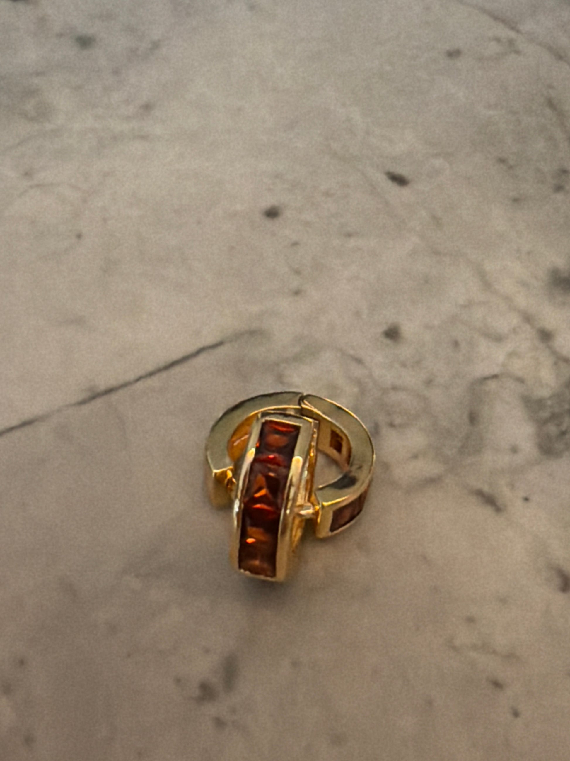 Jacqueline Lee Jewellery | Orangey Brown Gem 18k Gold Filled Huggies
