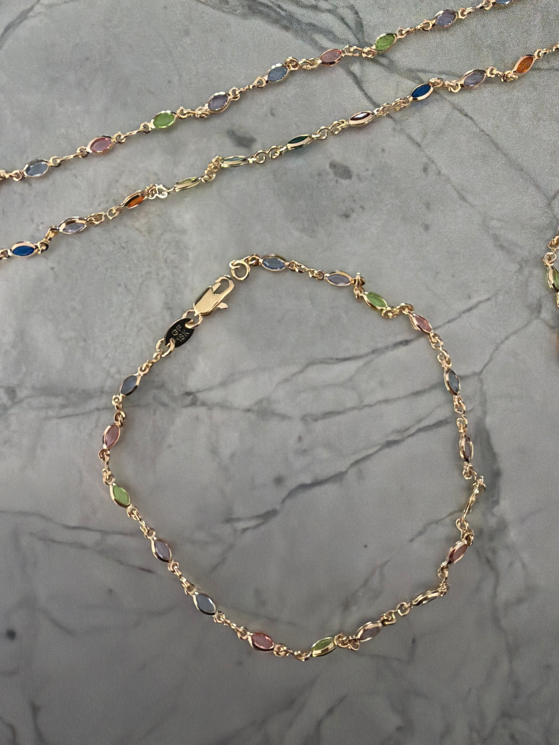 Jacqueline Lee Jewellery | Oval Gem Anklet 18k Gold Filled Sample Sale