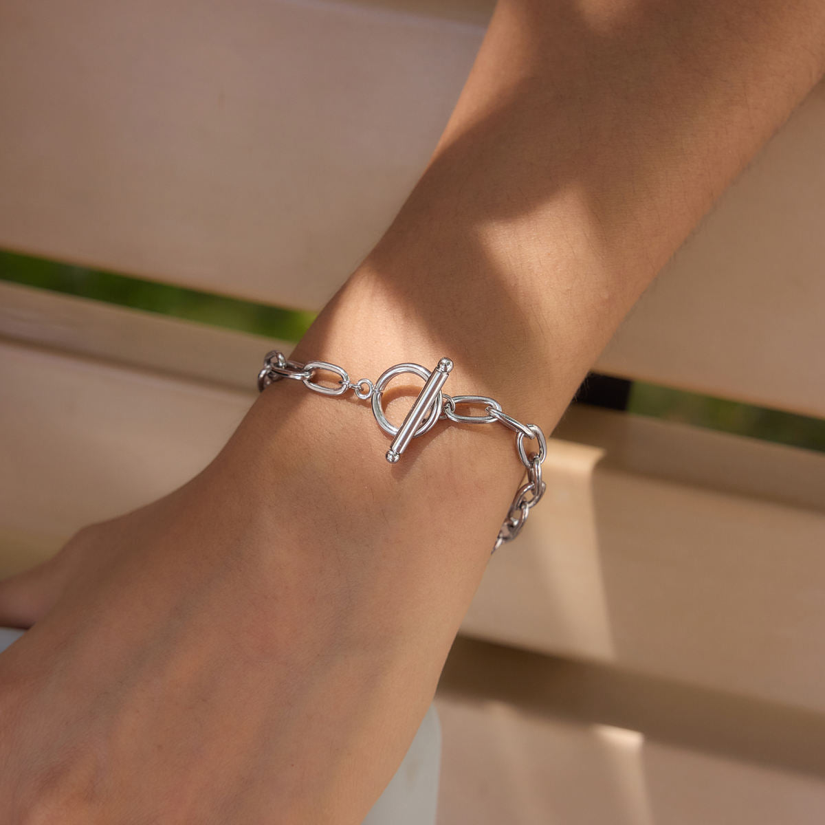 Rain Rolo Link Chain Bracelet with Toggle Clasp | Silver - PRE ORDER