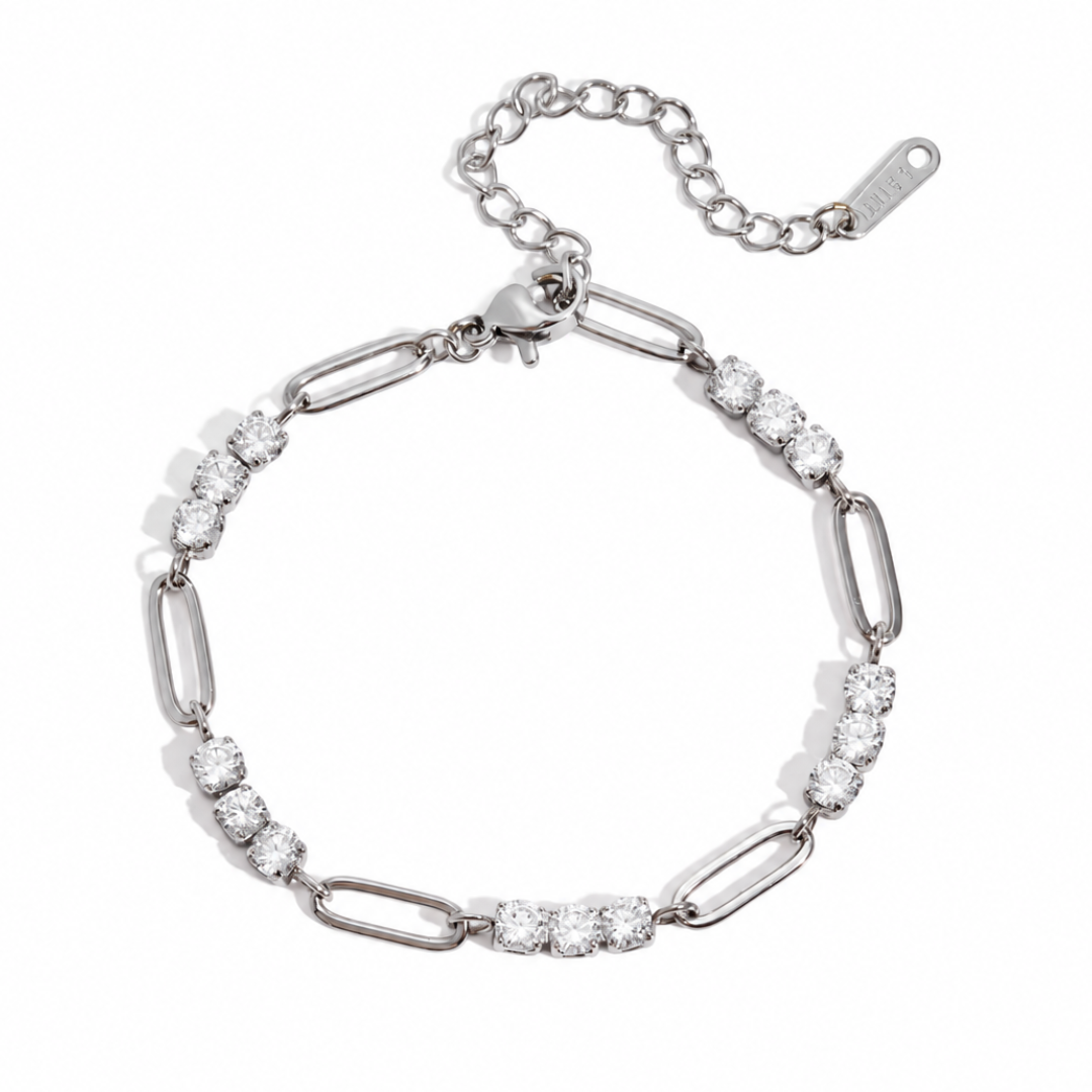 Rebel Alternating Paperclip Tennis Link Bracelet | Silver - PRE ORDER
