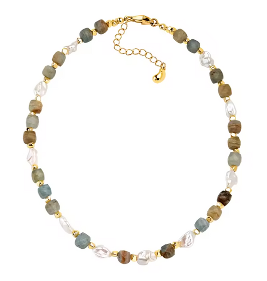 Natural Pearl Stone Choker Everyday - 18k Gold PRE-ORDER