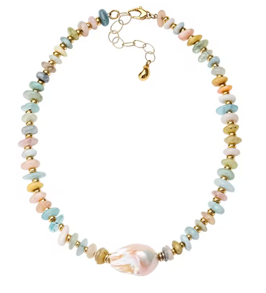 Natural Stone Baroque Pearl Necklace - 18K Gold PRE-ORDER