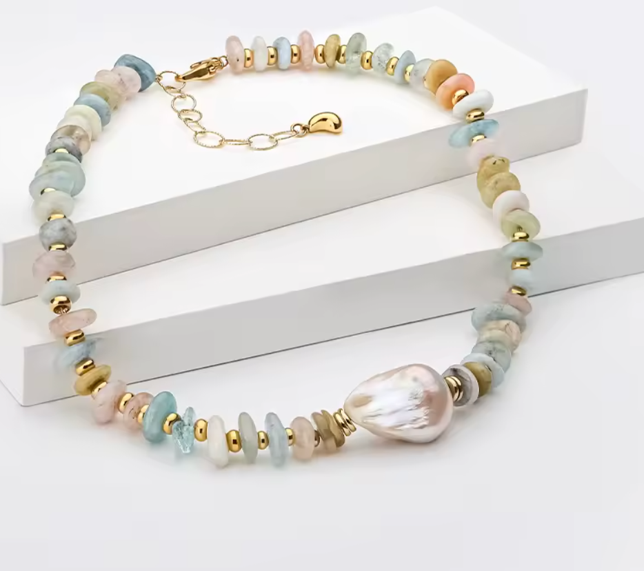 Natural Stone Baroque Pearl Necklace - 18K Gold PRE-ORDER