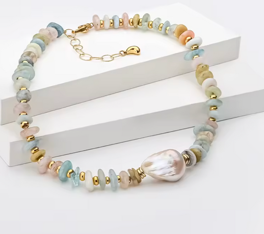 Natural Stone Baroque Pearl Necklace - 18K Gold PRE-ORDER