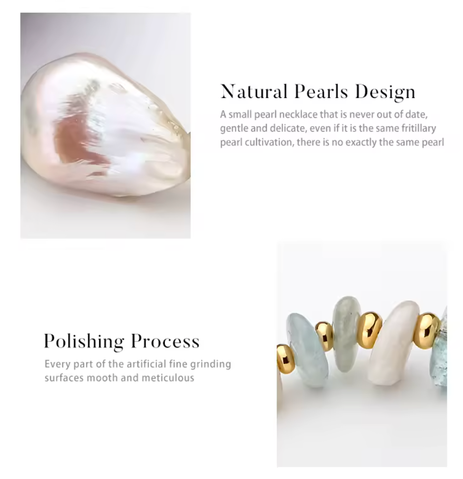 Natural Stone Baroque Pearl Necklace - 18K Gold PRE-ORDER