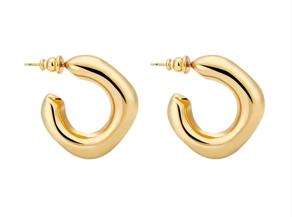 Anna Statement C-shape Earrings High Polished 18k Gold PRE ORDER