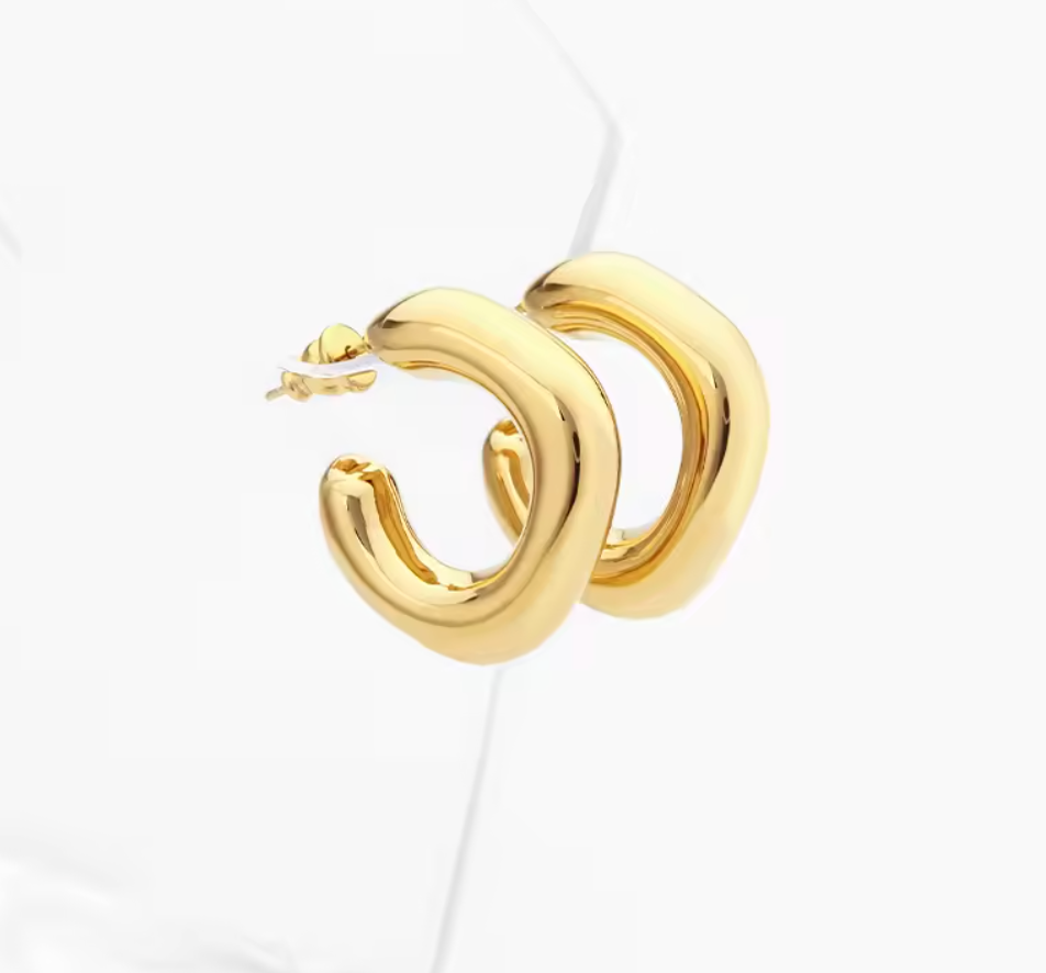 Anna Statement C-shape Earrings High Polished 18k Gold PRE ORDER