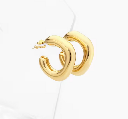 Anna Statement C-shape Earrings High Polished 18k Gold PRE ORDER