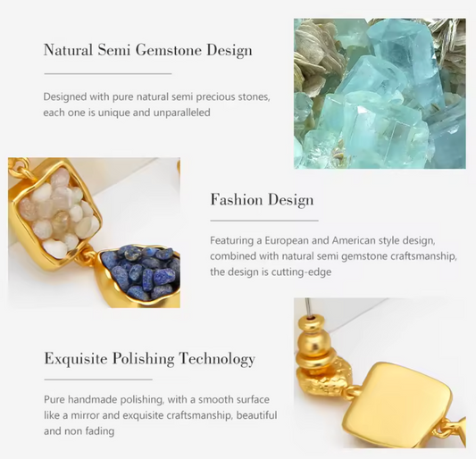 Natural Stone Drop Earrings Semi-Precious Stone PRE ORDER