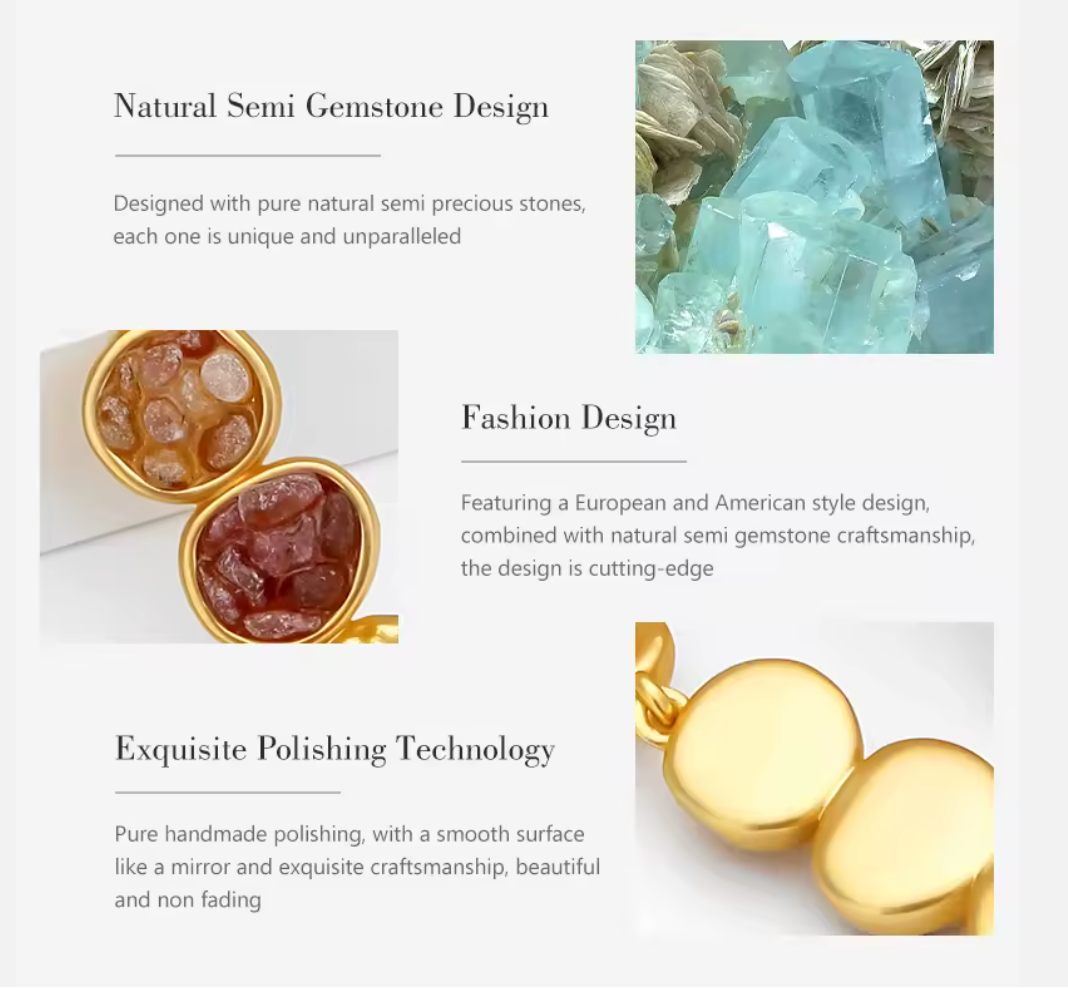 Elegant Semi-Precious Stone Drop Earrings
