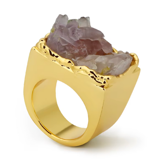24K Gold Natural Stone Ring — Pre-Order