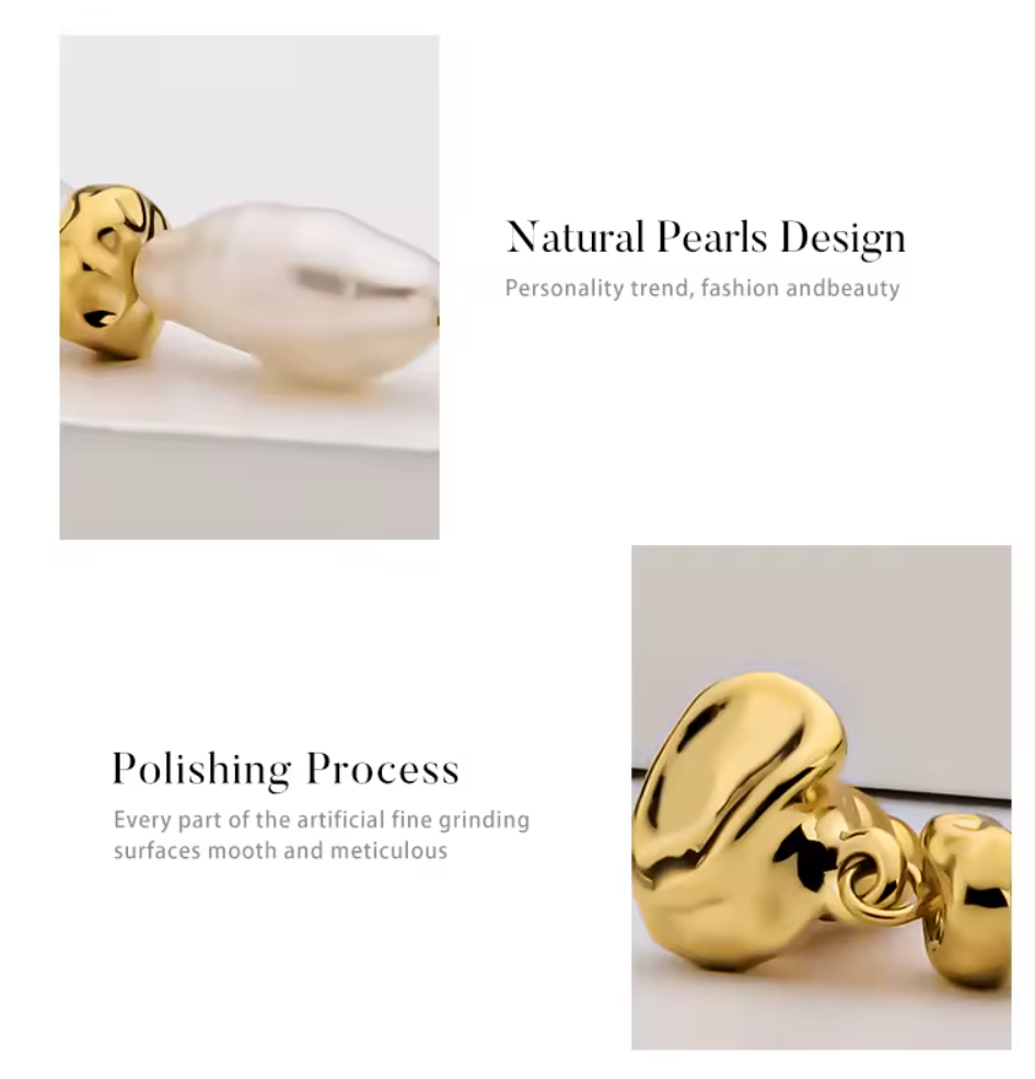 Arial Natural Pearl Drop Earrings — 18K Gold