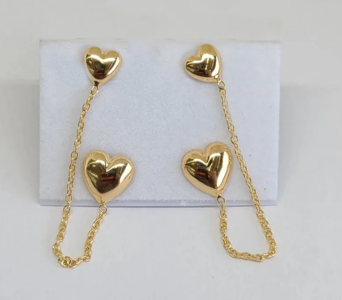 Double Heart Earrings Chain  - WED SALE