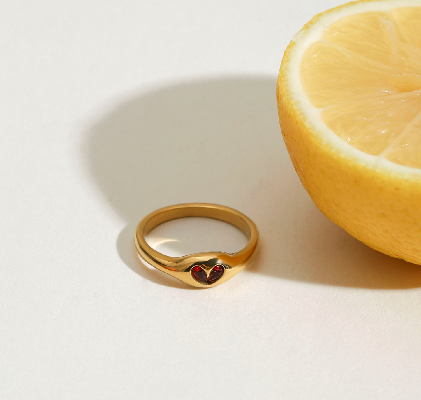 Red Gem Heart Ring