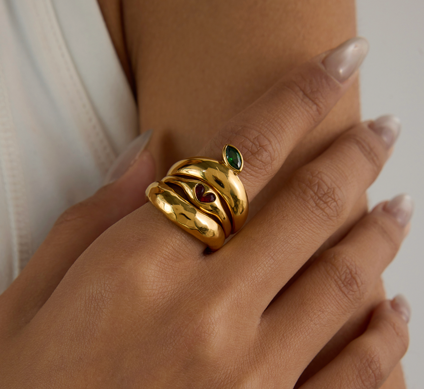 Red Gem Heart Ring