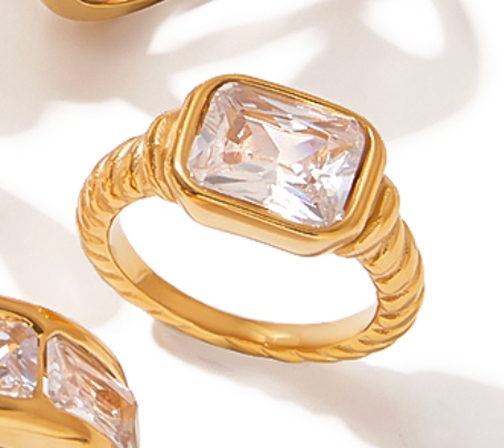 Large Gem Stackable Ring