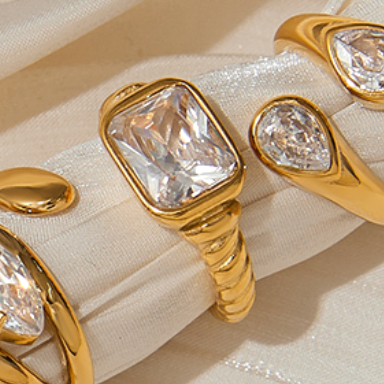 Large Gem Stackable Ring