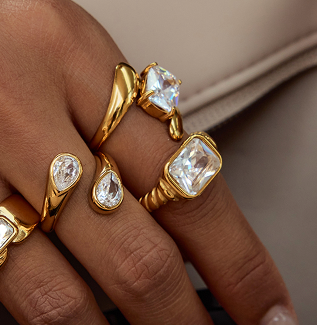 Large Gem Stackable Ring