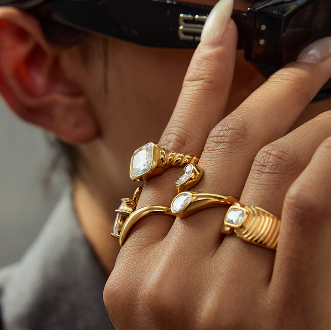 Large Gem Stackable Ring