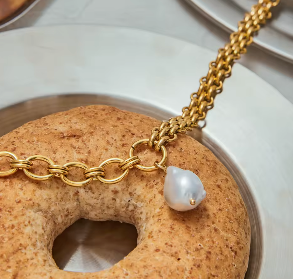 Lauren Baroque Pearl Statement Necklace Gold