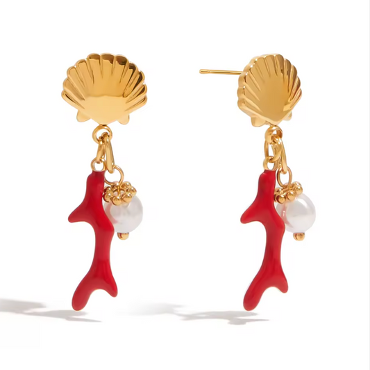 Shell coral earrings waterproof sample sale