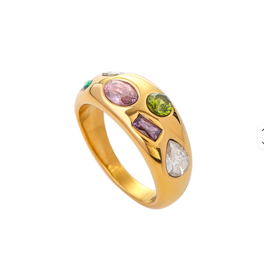 Quinn Confetti Waterproof Gem Ring | 18k Gold-Coated