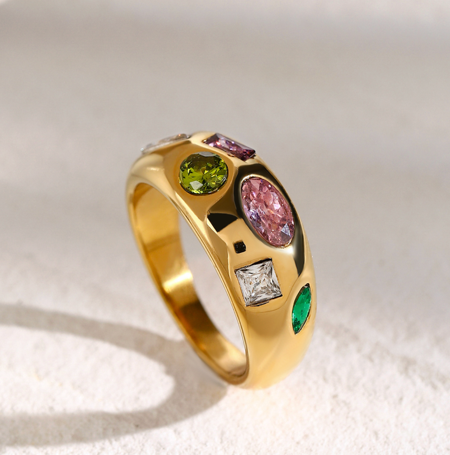 Quinn Confetti Waterproof Gem Ring | 18k Gold-Coated