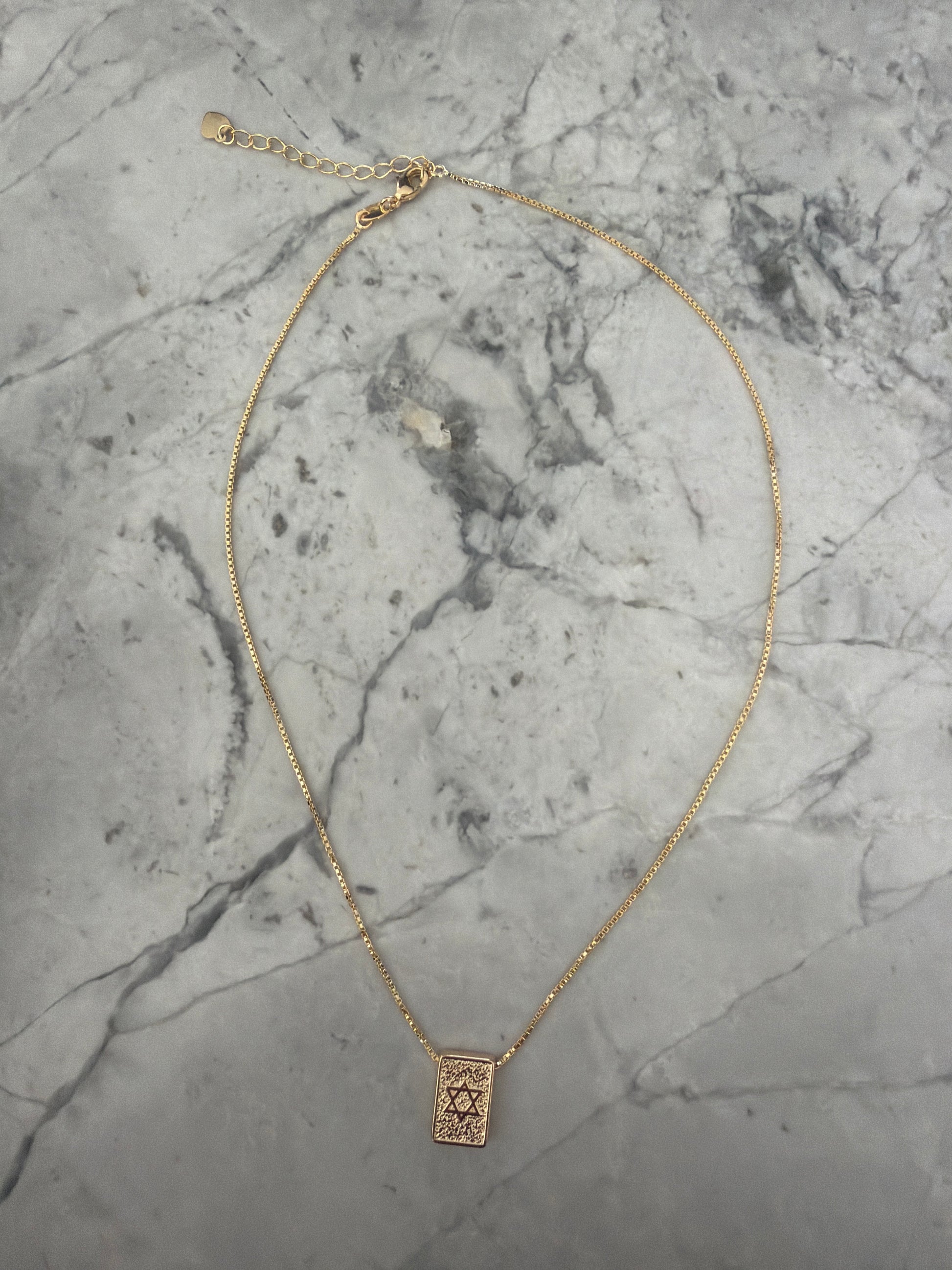 Jacqueline Lee | Star of David Rectangle Pendant Necklace 18k Gold-Filled