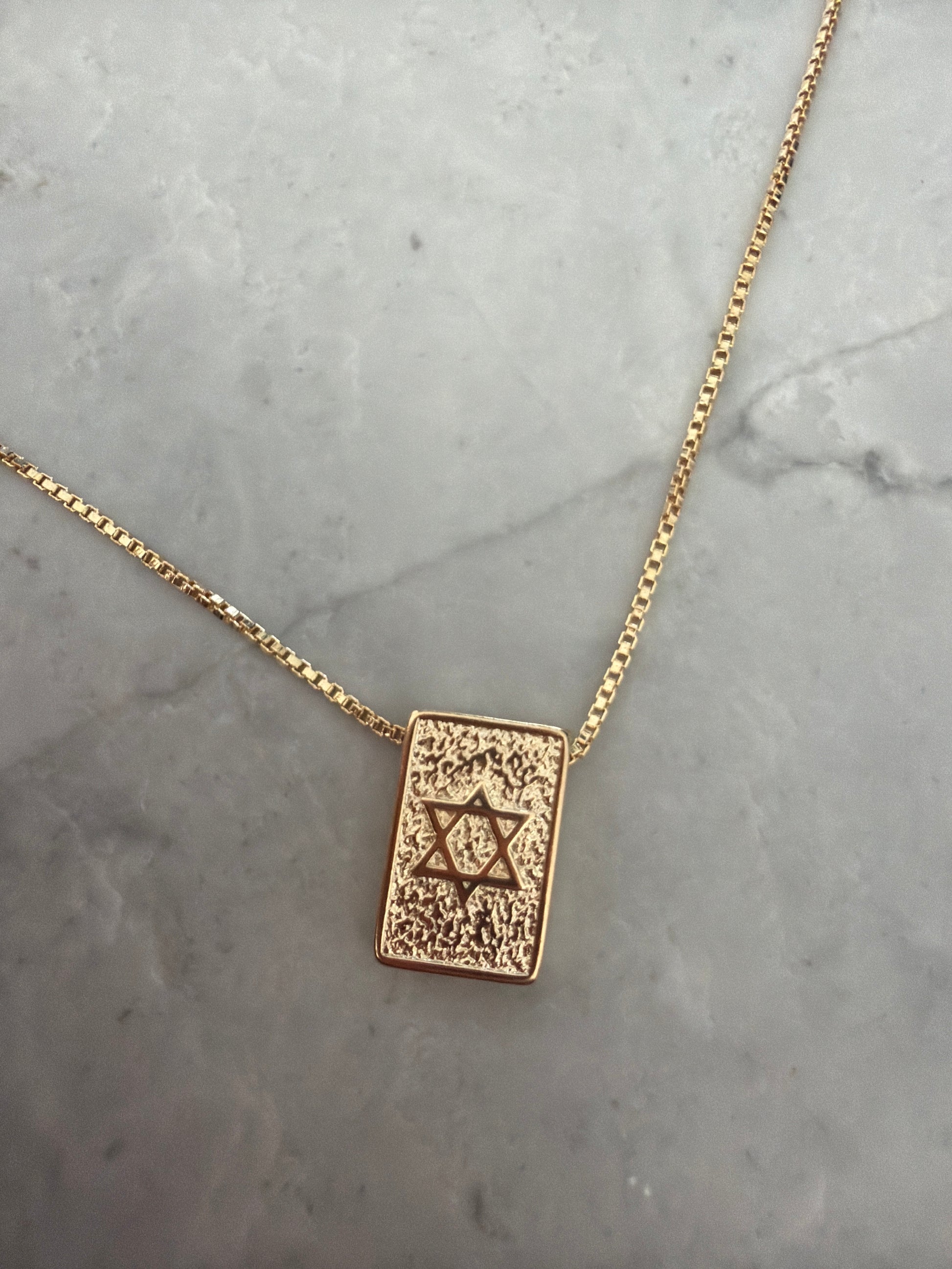 Jacqueline Lee | Star of David Rectangle Pendant Necklace 18k Gold-Filled