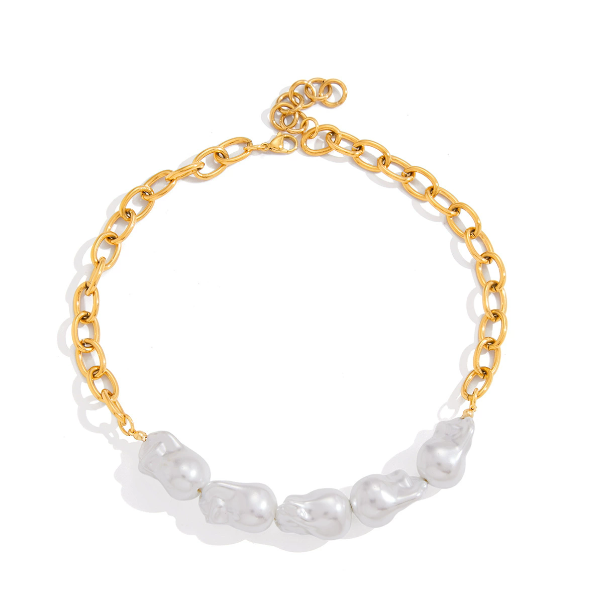 Katie 5x Natural Baroque Pearl Statement Necklace
