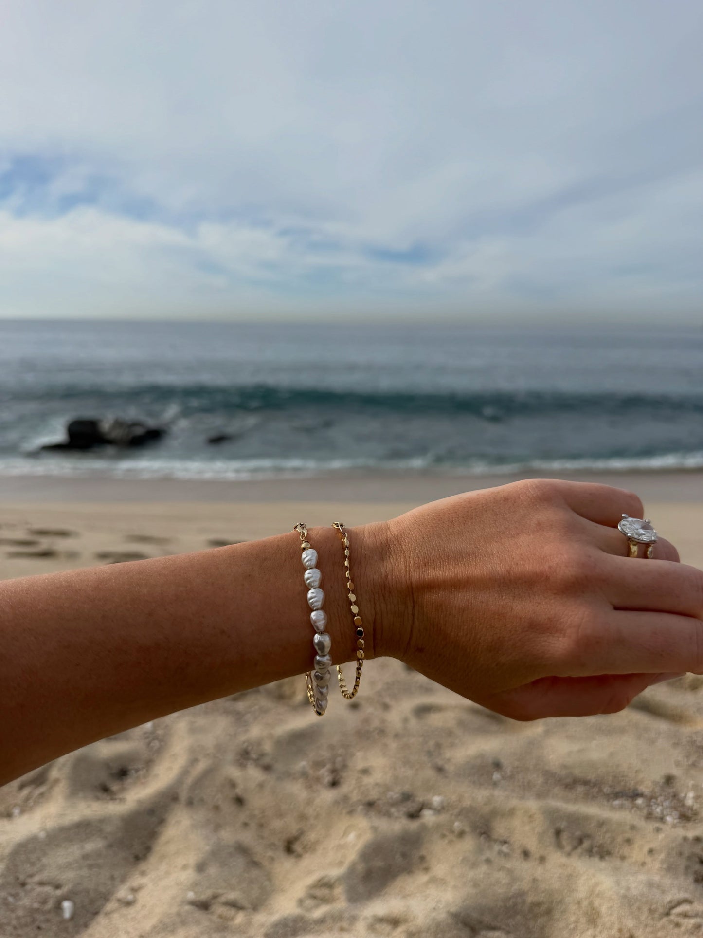 Rachel Pearl Figaro Bracelet | 18k Gold-Filled