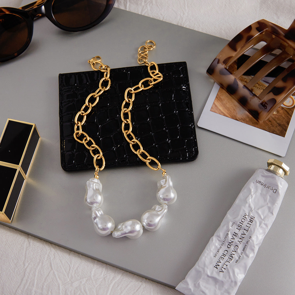 Katie 5x Natural Baroque Pearl Statement Necklace