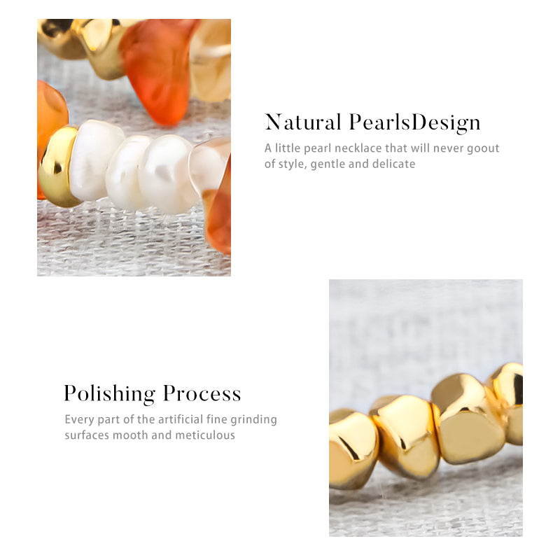 Aperol spritz Natural stone bead necklace | 24k gold plated